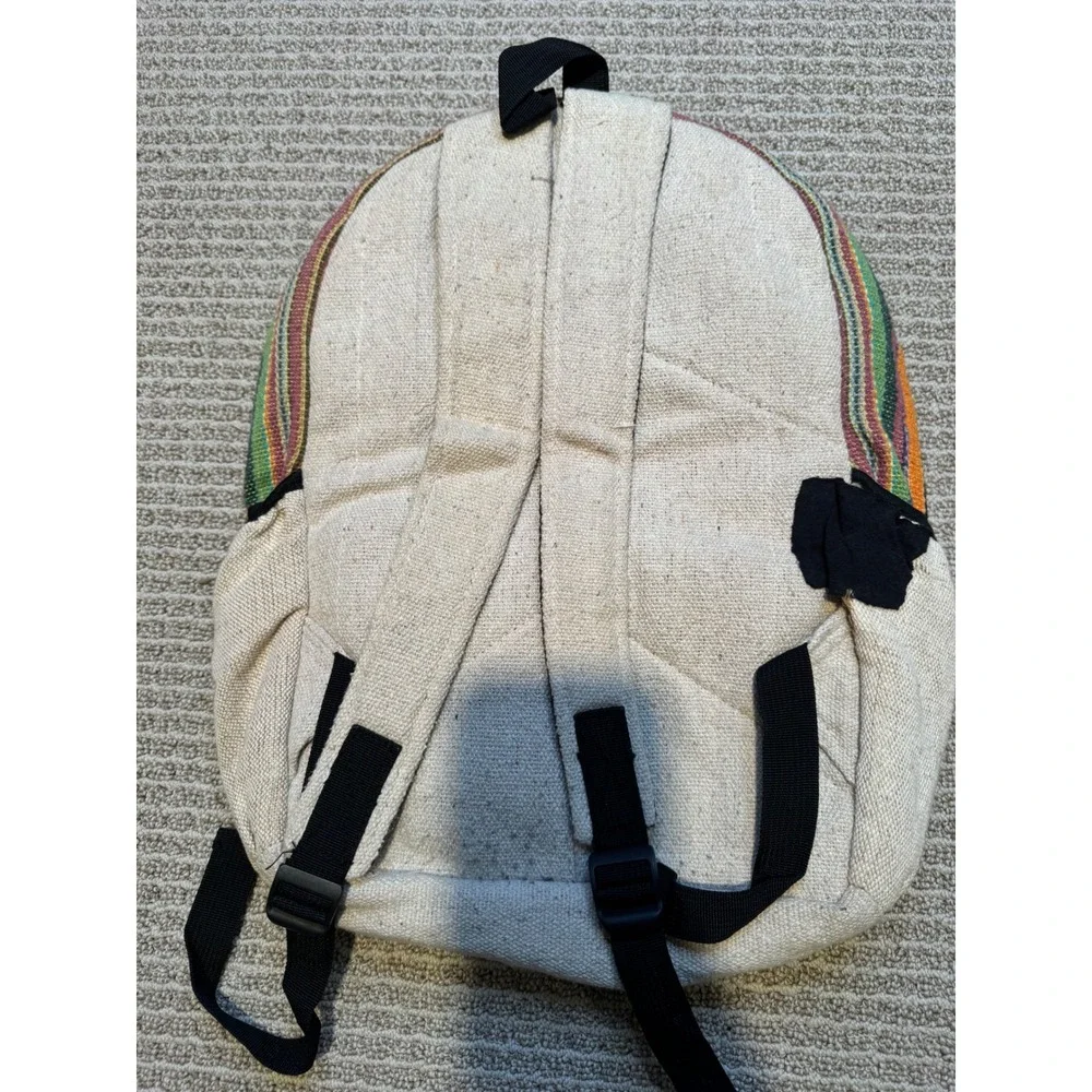 Himalayan Hemp Backpack Nepal Striped Patchwork Boho Woven Multi-Color Bag‎